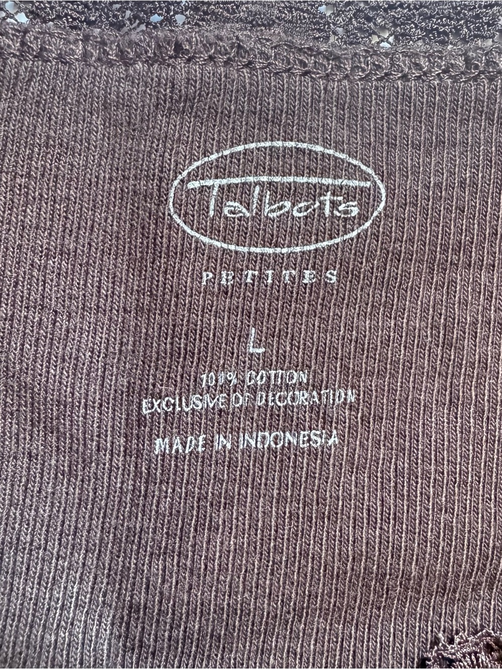 Talbots Chocolate Brown Lace-Trim Ribbed Tank - Picture 4 of 5